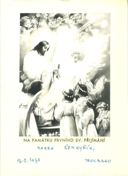 1. svaté pøijímání Marek Šenkyøík roku 1976 - doklad.