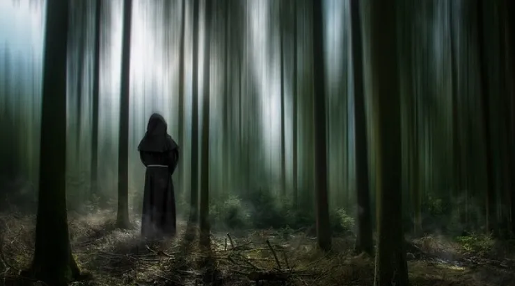 poustevn�k, mnich v lese